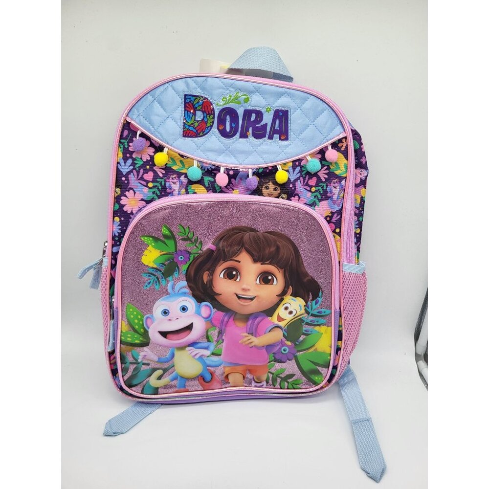 Dora Kids' 16" Backpack Purple Boots Map Explorer - Picture 1 of 4